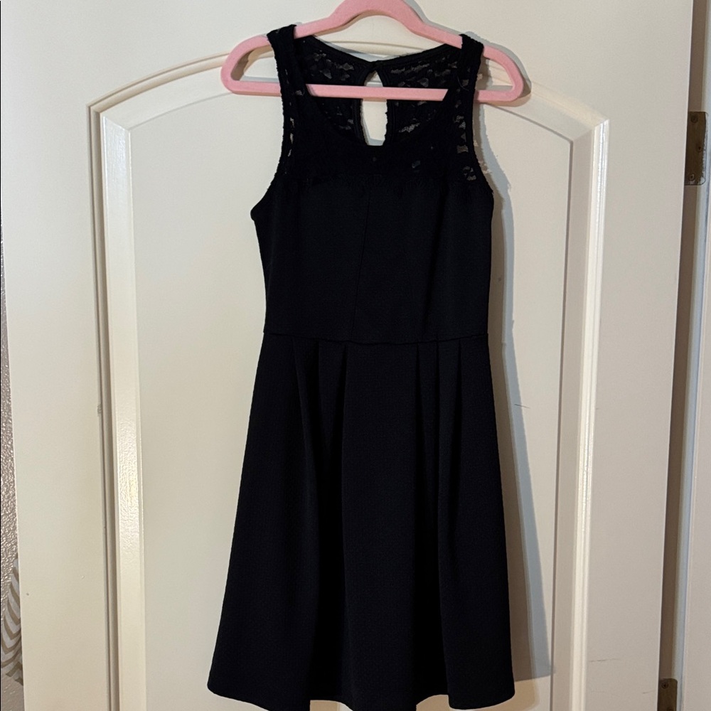 Rhapsodielle Black Lace Yoke Sleeveless Dress XS